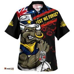 RugbyLife Shop North Queensland Cowboys Hawaiian Shirt Anzac Remembrance Of The Fallen