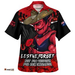 RugbyLife Shop Melbourne Hawaiian Shirt ANZAC Day Not For Victory For Remembrance