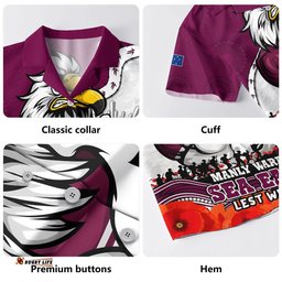 RugbyLife Shop Manly Warringah Sea Eagles Hawaiian Shirt Anzac Day Remembrance Of Courage Loyalty Valor