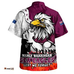 RugbyLife Shop Manly Warringah Sea Eagles Hawaiian Shirt Anzac Day Remembrance Of Courage Loyalty Valor