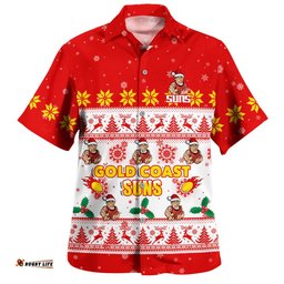 RugbyLife Shop Gold Coast SUNS Hawaiian Shirt Special Ugly Christmas Holiday Footy Fans