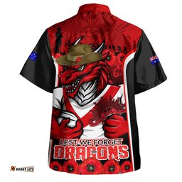 RugbyLife Shop St. George Illawarra Dragons Hawaiian Shirt Lest We Forget In Honor And Remembrance