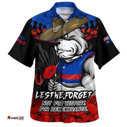 RugbyLife Shop Western Bulldogs Hawaiian Shirt ANZAC Day Not For Victory For Remembrance