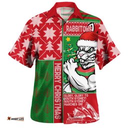 RugbyLife Shop South Sydney Rabbitohs Hawaiian Shirt Christmas Magic Knit Style Winter Glow