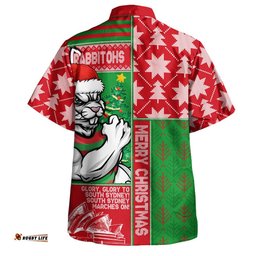 RugbyLife Shop South Sydney Rabbitohs Hawaiian Shirt Christmas Magic Knit Style Winter Glow