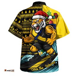 RugbyLife Shop Richmond Hawaiian Shirt Christmas Holiday Santa Rides The Waves