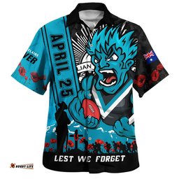 RugbyLife Shop Port Adelaide Hawaiian Shirt Anzac Day Lest We Forget Memorial