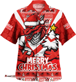 RugbyLife Shop St. George Illawarra Dragons Hawaiian Shirt Merry Christmas Festive Spirit Edition