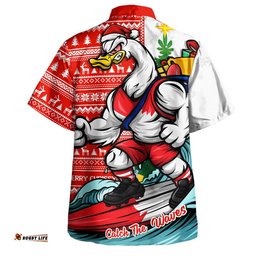 RugbyLife Shop Sydney Swans Hawaiian Shirt Christmas Holiday Santa Rides The Waves