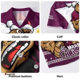 RugbyLife Shop Queensland Maroons Hawaiian Shirt Santa Scoring Touchdown On Christmas Game Day