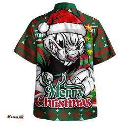 RugbyLife Shop South Sydney Rabbitohs Hawaiian Shirt Merry Christmas Game Day Knit Style Team Edition