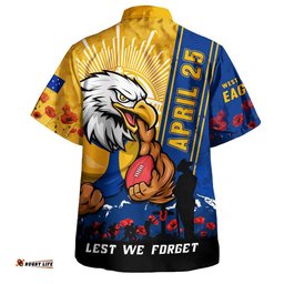 RugbyLife Shop West Coast Eagles Hawaiian Shirt Anzac Day Lest We Forget Memorial