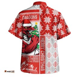 RugbyLife Shop St. George Illawarra Dragons Hawaiian Shirt Christmas Magic Knit Style Winter Glow