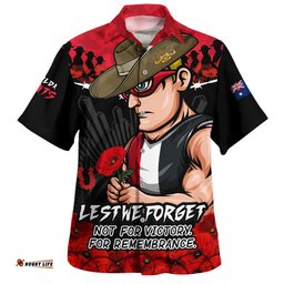 RugbyLife Shop St Kilda Hawaiian Shirt ANZAC Day Not For Victory For Remembrance
