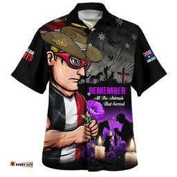 RugbyLife Shop St Kilda Hawaiian Shirt Anzac Day In Memory Of Animals That Served