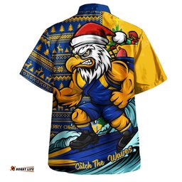 RugbyLife Shop West Coast Eagles Hawaiian Shirt Christmas Holiday Santa Rides The Waves