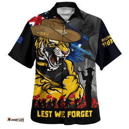 RugbyLife Shop Richmond Hawaiian Shirt ANZAC Inspired Football Fan Memorial Design
