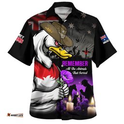RugbyLife Shop Sydney Swans Hawaiian Shirt Anzac Day In Memory Of Animals That Served