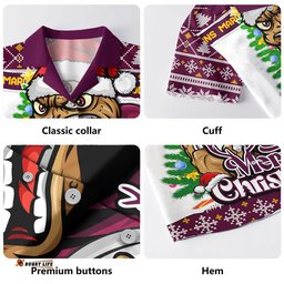 RugbyLife Shop Queensland Maroons Hawaiian Shirt Merry Christmas Game Day Knit Style Team Edition