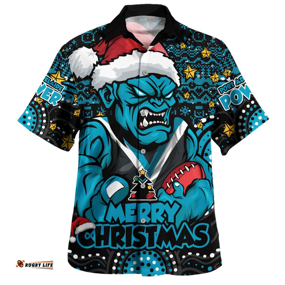 RugbyLife Shop Port Adelaide Hawaiian Shirt Ugly Christmas Knit Patterns Vintage Jersey