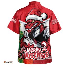 RugbyLife Shop St. George Illawarra Dragons Hawaiian Shirt Santa Scoring Touchdown On Christmas Game Day