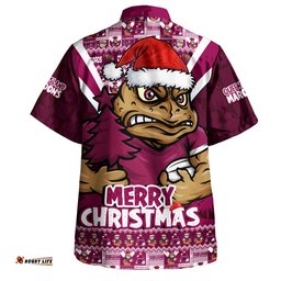 RugbyLife Shop Queensland Maroons Hawaiian Shirt Merry Christmas Festive Spirit Edition