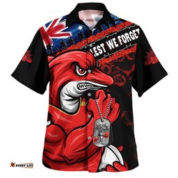 RugbyLife Shop Redcliffe Dolphins Hawaiian Shirt Anzac Remembrance Of The Fallen