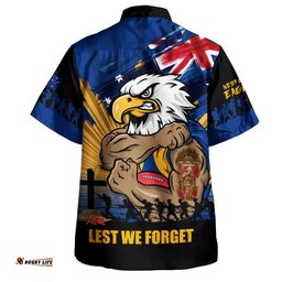 RugbyLife Shop West Coast Eagles Hawaiian Shirt ANZAC Day Honour And Football Legacy