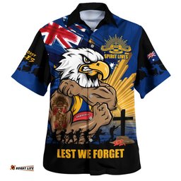 RugbyLife Shop West Coast Eagles Hawaiian Shirt ANZAC Day Honour And Football Legacy