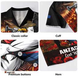 RugbyLife Shop Sydney Roosters Hawaiian Shirt Anzac Day Rising Dawn Ceremony Lest We Forget Courage