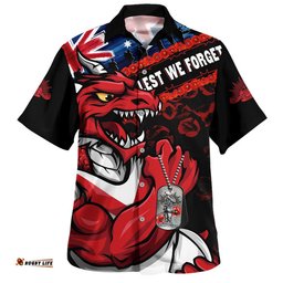 RugbyLife Shop St. George Illawarra Dragons Hawaiian Shirt Anzac Remembrance Of The Fallen