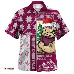 RugbyLife Shop Queensland Maroons Hawaiian Shirt Winter Knit Magic Holiday Spirit