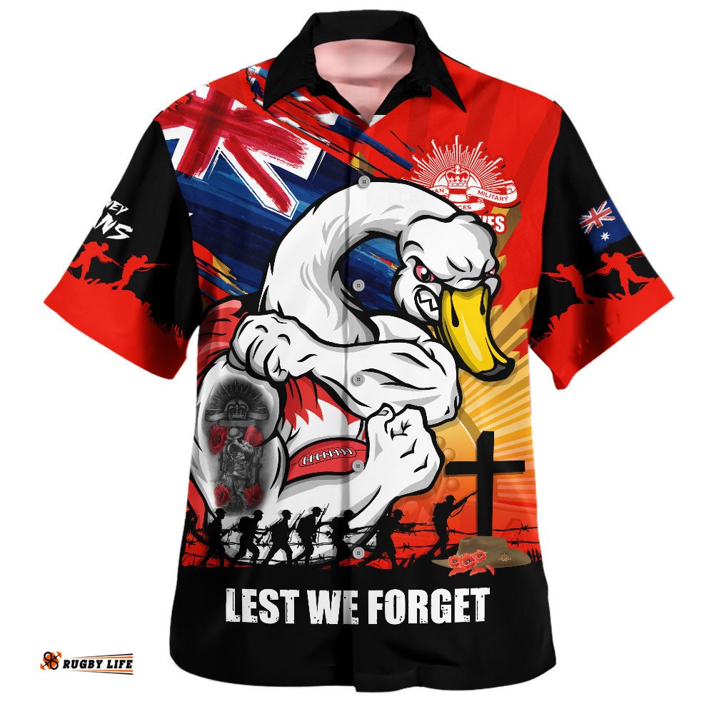 RugbyLife Shop Sydney Swans Hawaiian Shirt ANZAC Day Honour And Football Legacy