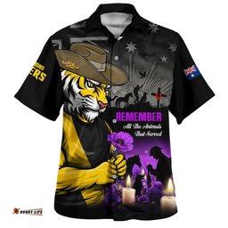 RugbyLife Shop Richmond Hawaiian Shirt Anzac Day In Memory Of Animals That Served