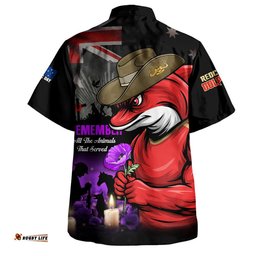 RugbyLife Shop Redcliffe Dolphins Hawaiian Shirt Anzac Day Purple Poppy And Animals That Served