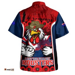RugbyLife Shop Sydney Roosters Hawaiian Shirt Lest We Forget In Honor And Remembrance