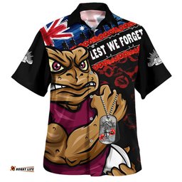 RugbyLife Shop Queensland Maroons Hawaiian Shirt Anzac Remembrance Of The Fallen