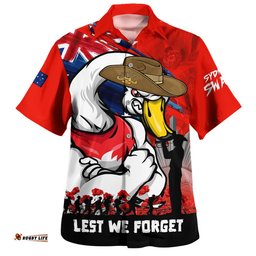 RugbyLife Shop Sydney Swans Hawaiian Shirt ANZAC Inspired Football Fan Memorial Design