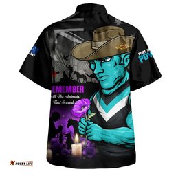 RugbyLife Shop Port Adelaide Hawaiian Shirt Anzac Day In Memory Of Animals That Served