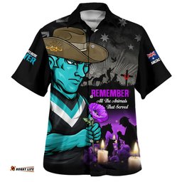 RugbyLife Shop Port Adelaide Hawaiian Shirt Anzac Day In Memory Of Animals That Served