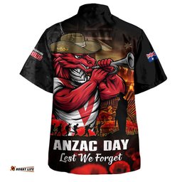 RugbyLife Shop St. George Illawarra Dragons Hawaiian Shirt Anzac Day Rising Dawn Ceremony Lest We Forget Courage