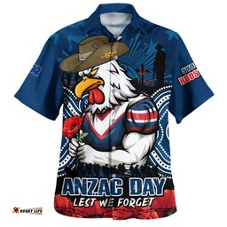 RugbyLife Shop Sydney Roosters Hawaiian Shirt Anzac Day Pride Of Service Eternal Memory