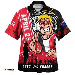RugbyLife Shop St Kilda Hawaiian Shirt Anzac Day Lest We Forget Memorial