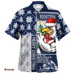 RugbyLife Shop Sydney Roosters Hawaiian Shirt Christmas Magic Knit Style Winter Glow
