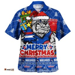 RugbyLife Shop Western Bulldogs Hawaiian Shirt Festive Holiday Merry Christmas Vibe