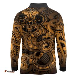Aotearoa Maori Hei Tiki Long Sleeve Polo Shirt Koura Kowhaiwhai Puhoro Motif LT9