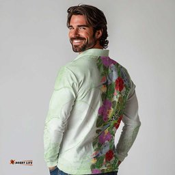 Aussie Budgies Blue And Green Tropical Birds Long Sleeve Polo Shirt LT9