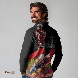 Aotearoa Toitu Te Tiriti Long Sleeve Polo Shirt Waitangi-Honour The Treaty NZ Tuatara and Plants LT03