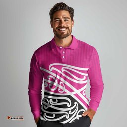 All Pink New Zealand Kowhai Ngutukak Long Sleeve Polo Shirt LT9