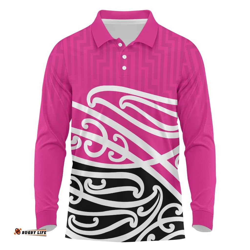 All Pink New Zealand Kowhai Ngutukak Long Sleeve Polo Shirt LT9